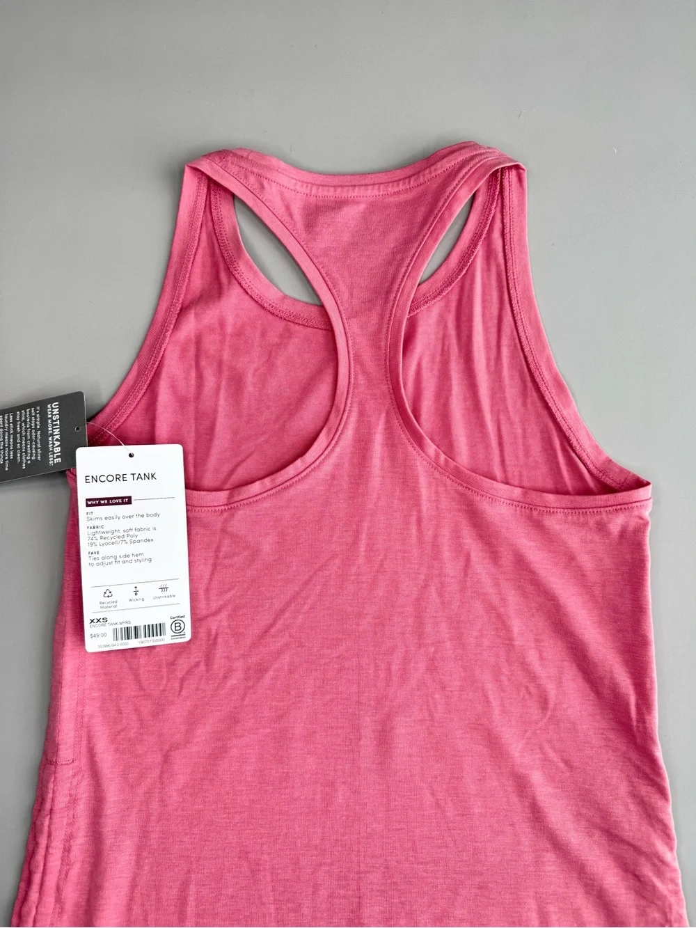ATHLETA Encore Tank Racerback XXS Pink Ruched Drawstring Active - Picture 7 of 13